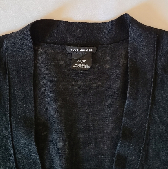 Club Monaco Black 100% Linen Cardigan XS Quarter Sleeve Lightweight - Picture 3 of 6